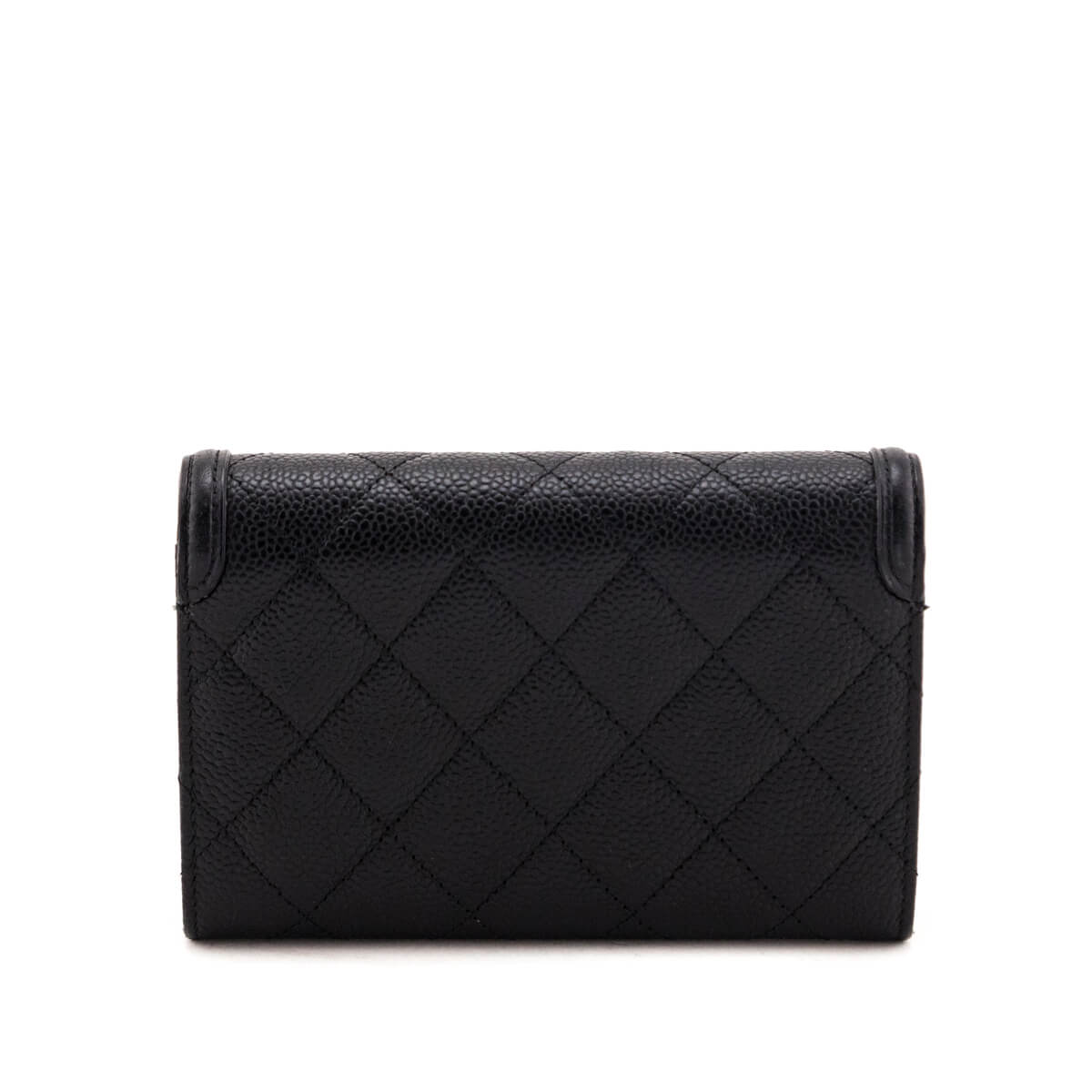 Chanel Black Quilted Caviar Filigree Flap Wallet