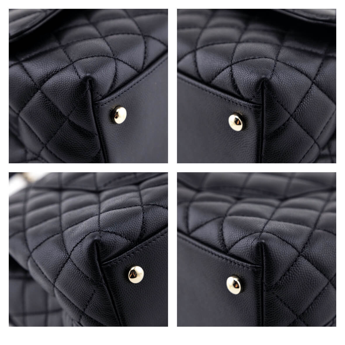 Chanel Black Quilted Caviar Small Coco Handle Flap Bag