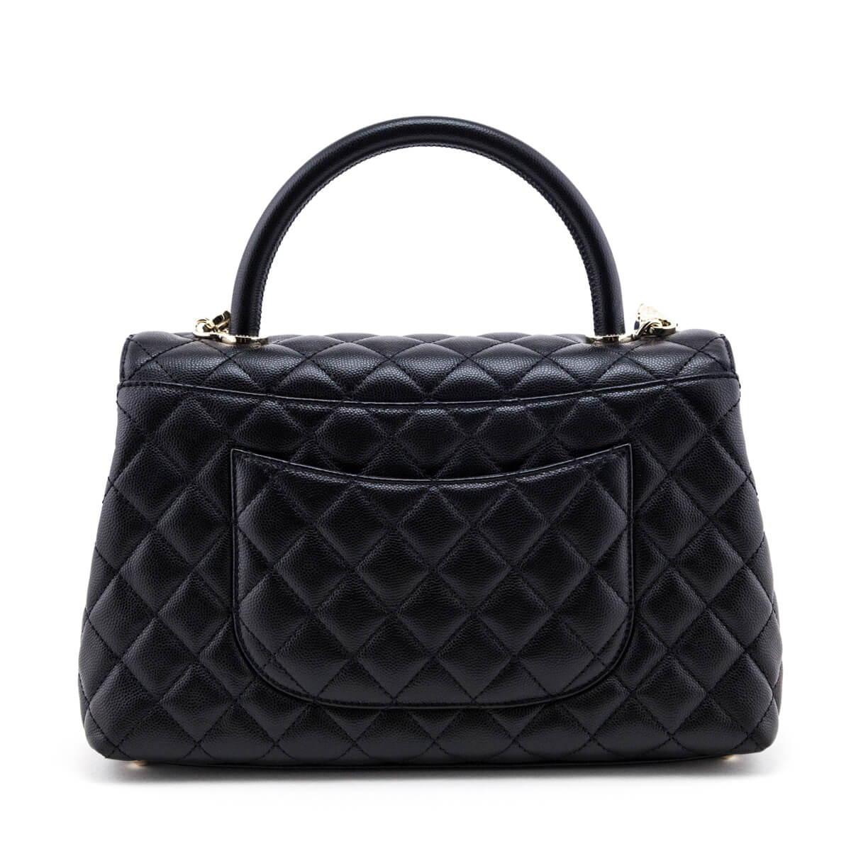 Chanel Black Quilted Caviar Small Coco Handle Flap Bag