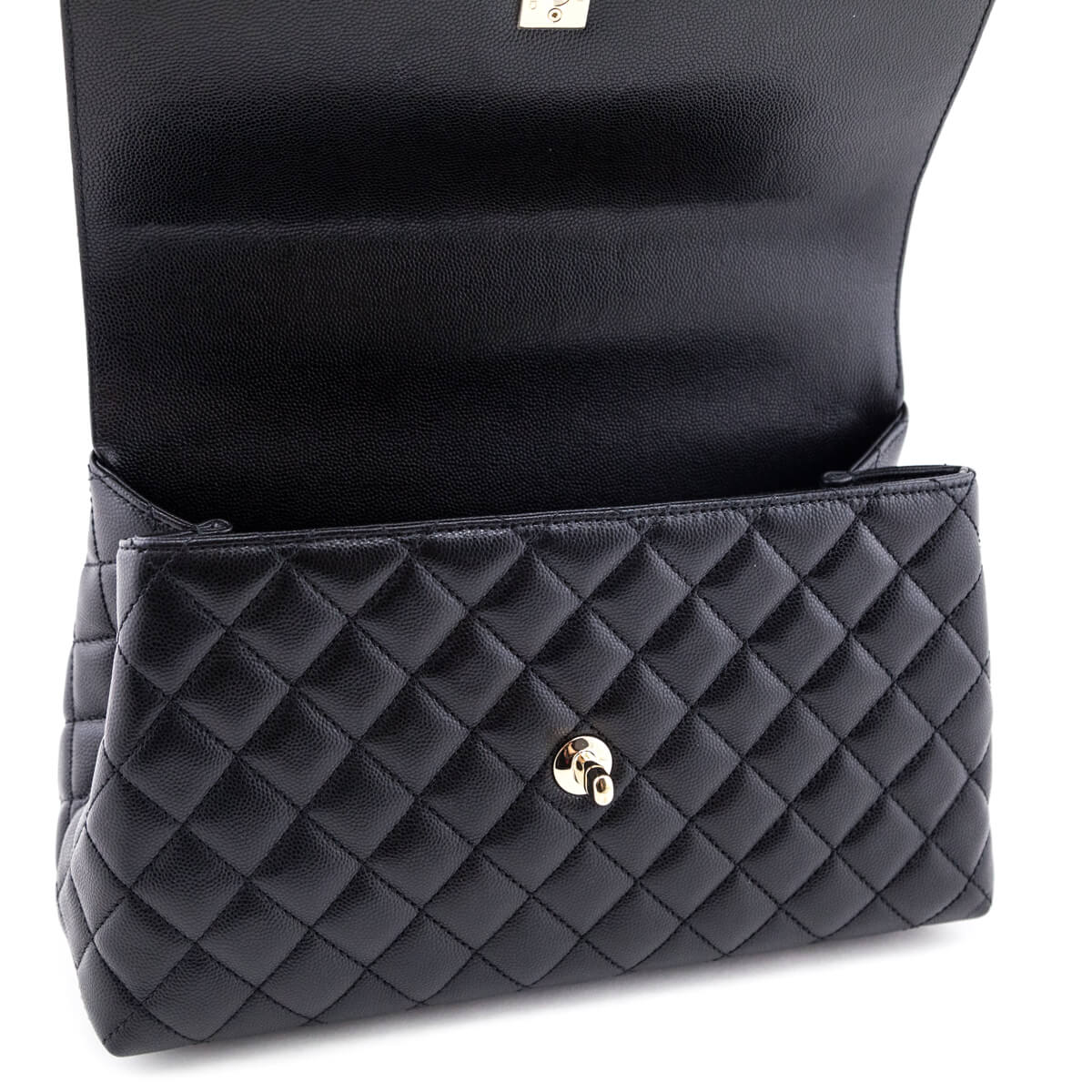 Chanel Black Quilted Caviar Small Coco Handle Flap Bag
