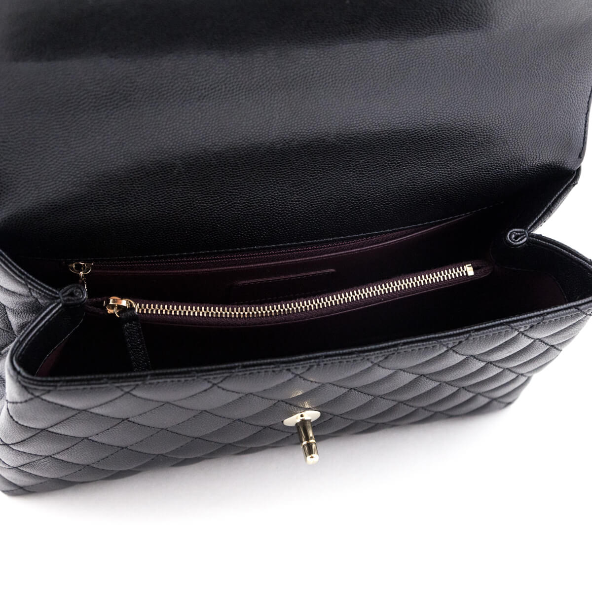 Chanel Black Quilted Caviar Small Coco Handle Flap Bag