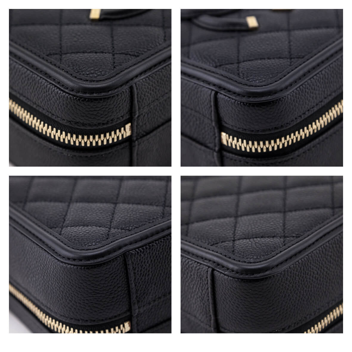 Chanel Black Quilted Caviar Small Filigree CC Vanity Case