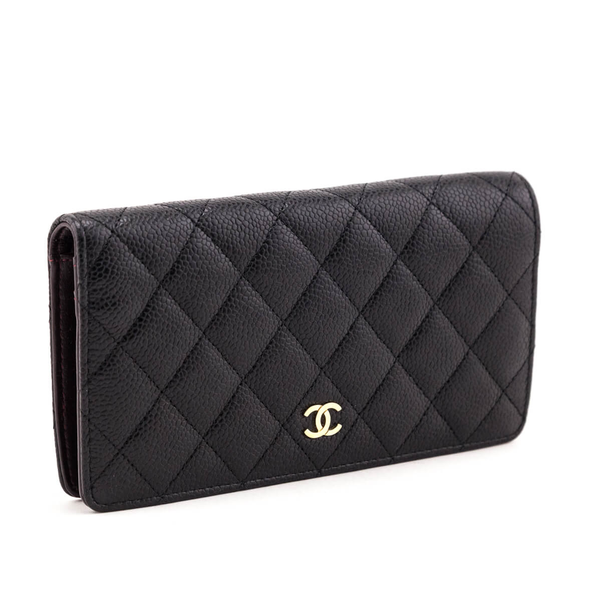Chanel Black Quilted Caviar Yen Wallet