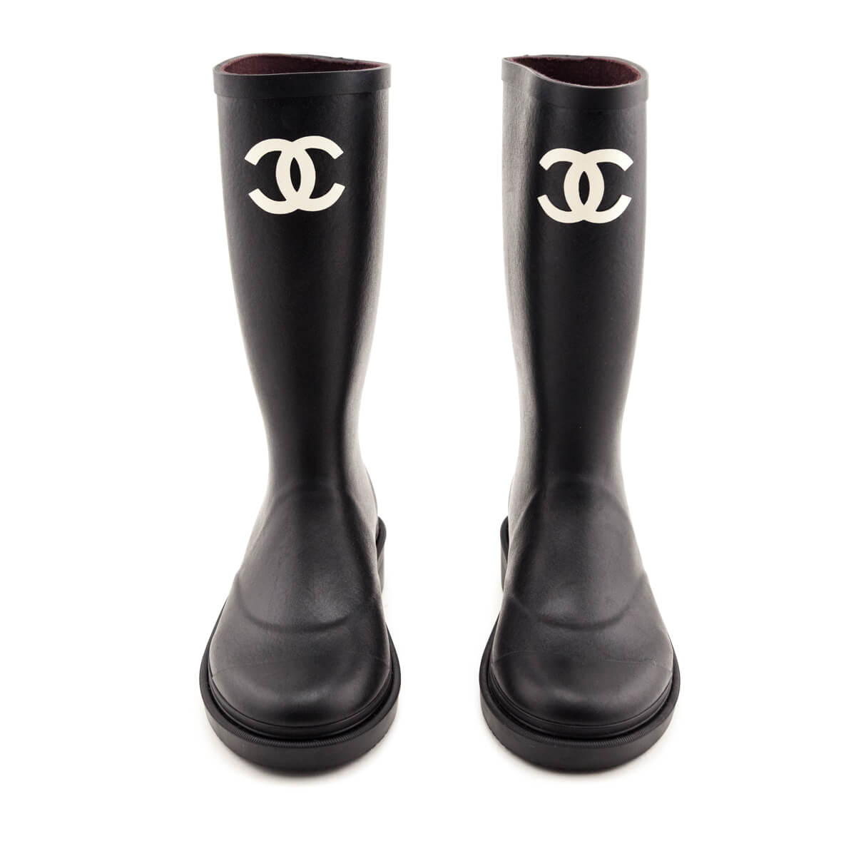 Chanel Black Rubber CC Rain Boot Size US 6 | EU 36