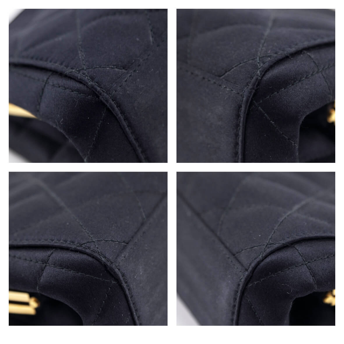 Chanel Black Satin Vintage Quilted Frame Evening Bag