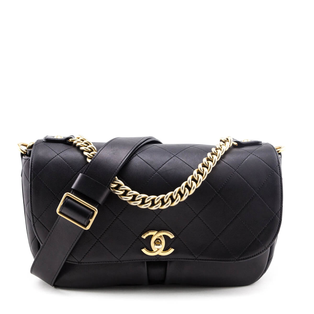 Chanel Black Stitched Calfskin Small Paris in Rome Messenger Bag