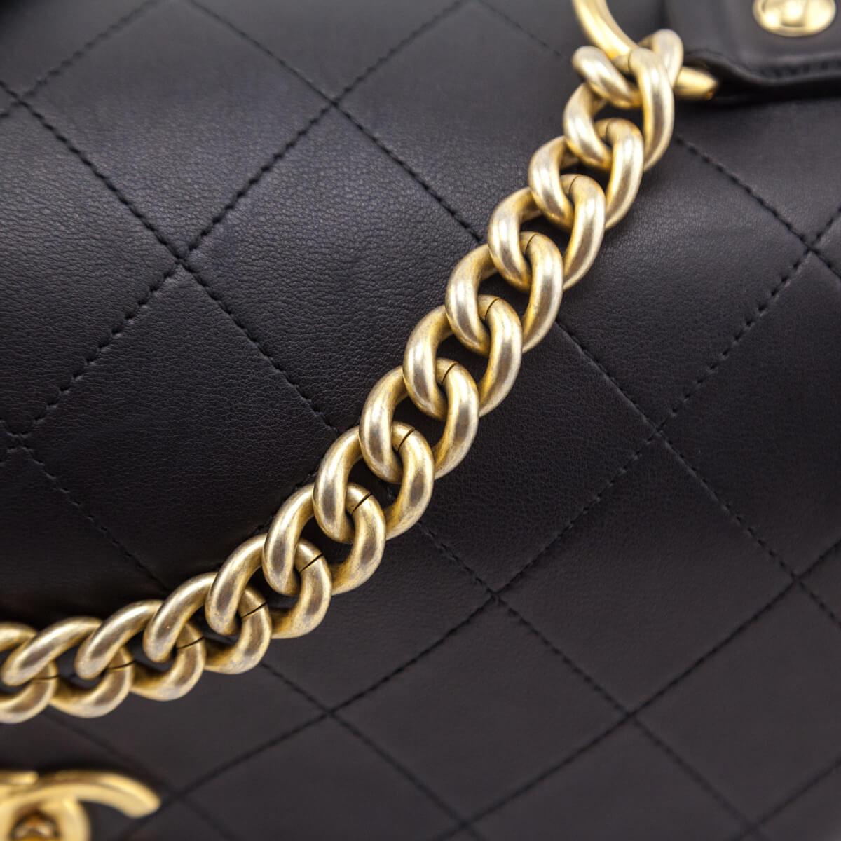 Chanel Black Stitched Calfskin Small Paris in Rome Messenger Bag