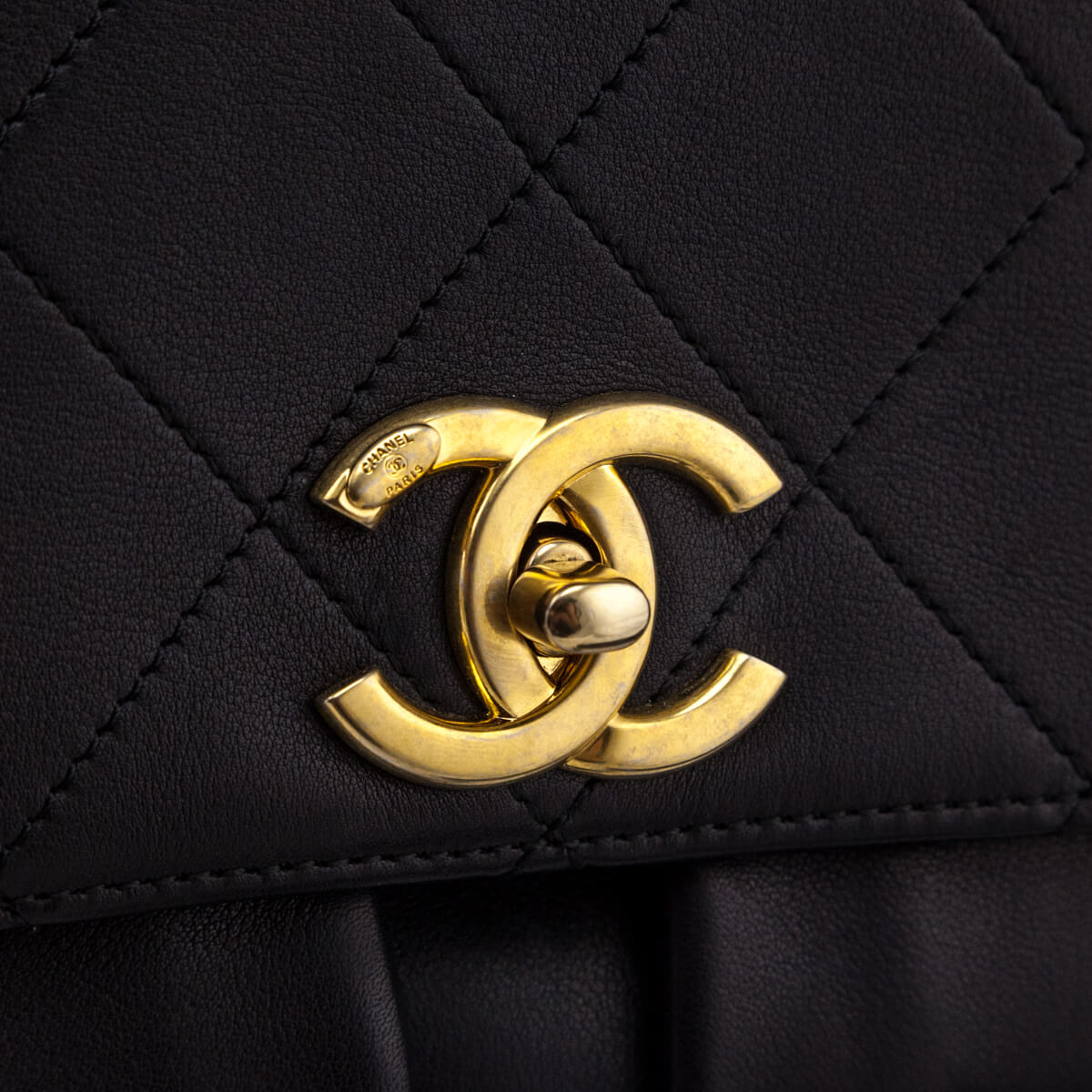 Chanel Black Stitched Calfskin Small Paris in Rome Messenger Bag