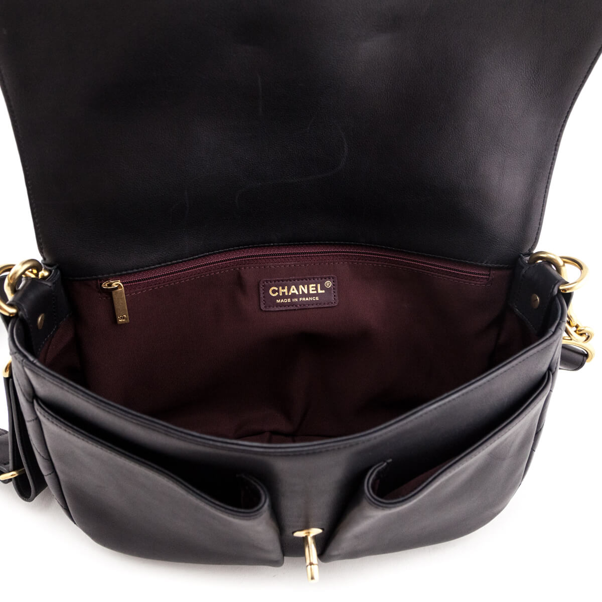 Chanel Black Stitched Calfskin Small Paris in Rome Messenger Bag