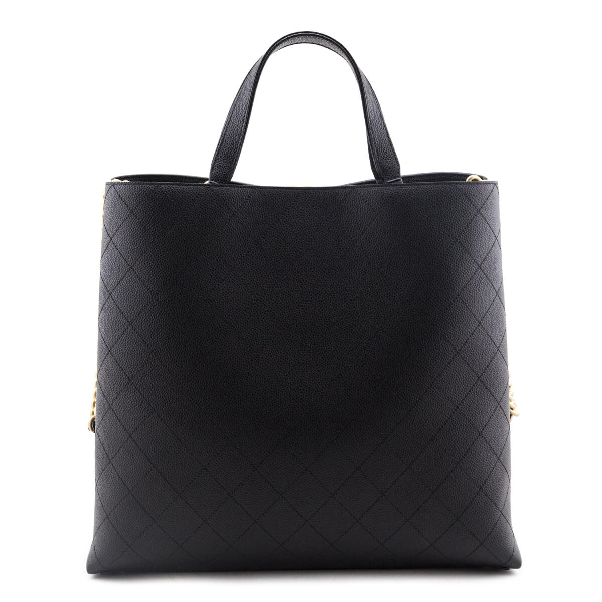 Chanel Black Stitched Grained Calfskin Large Shopping Bag GHW