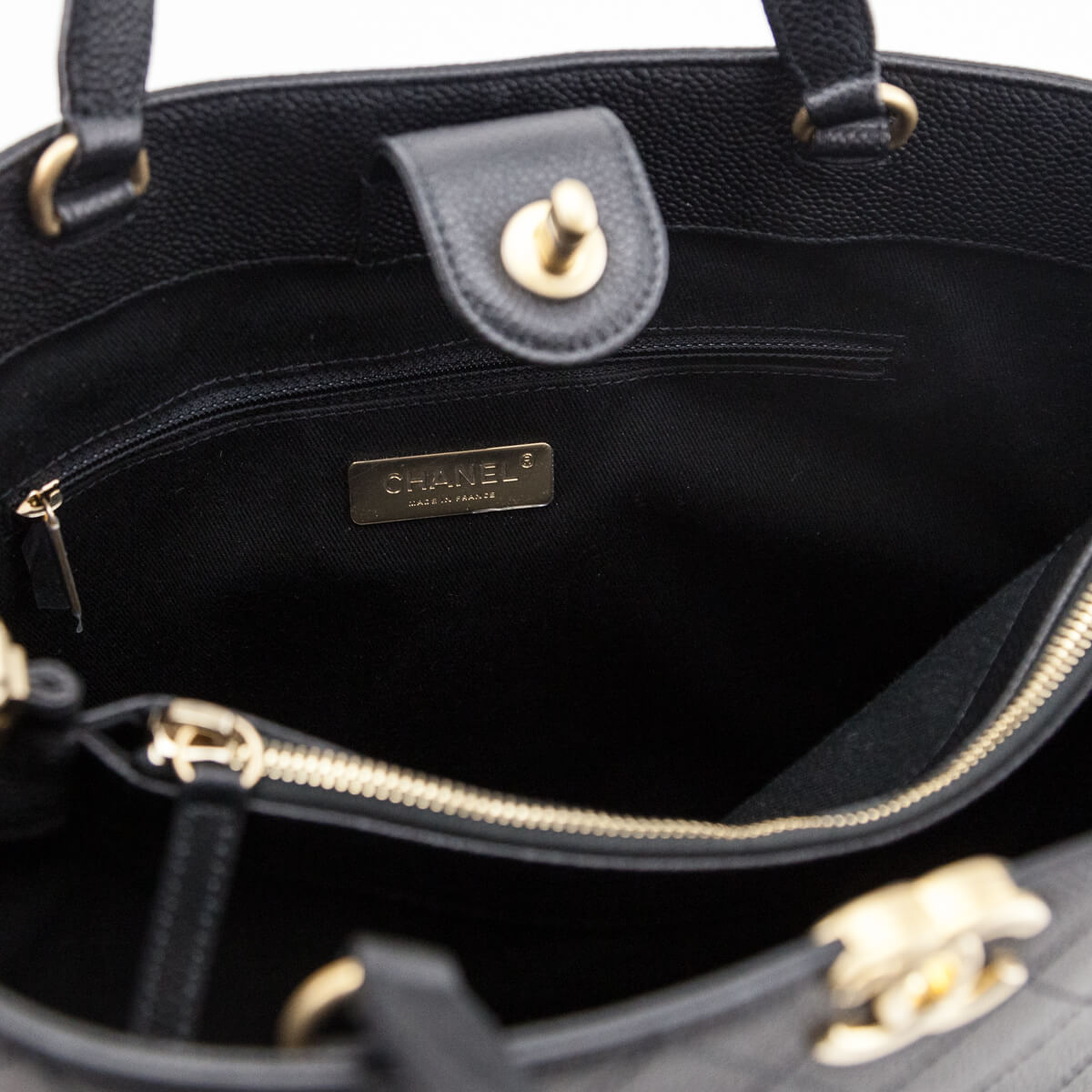 Chanel Black Stitched Grained Calfskin Large Shopping Bag GHW