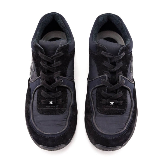 Chanel Black Suede CC Sneakers Size US 10 | EU 40