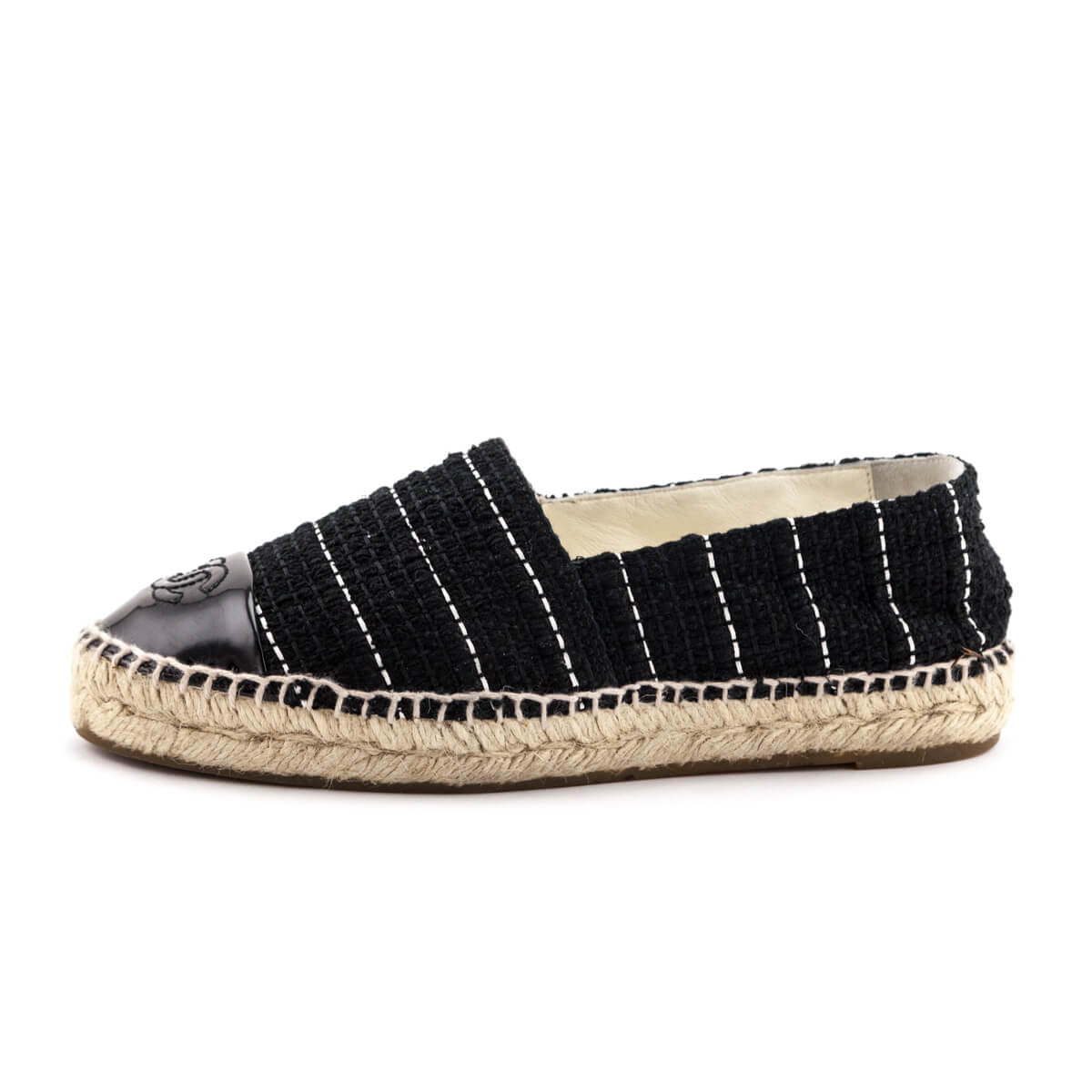 Chanel Black Tweed CC Cap Toe Espadrilles Size US 6 | EU 36