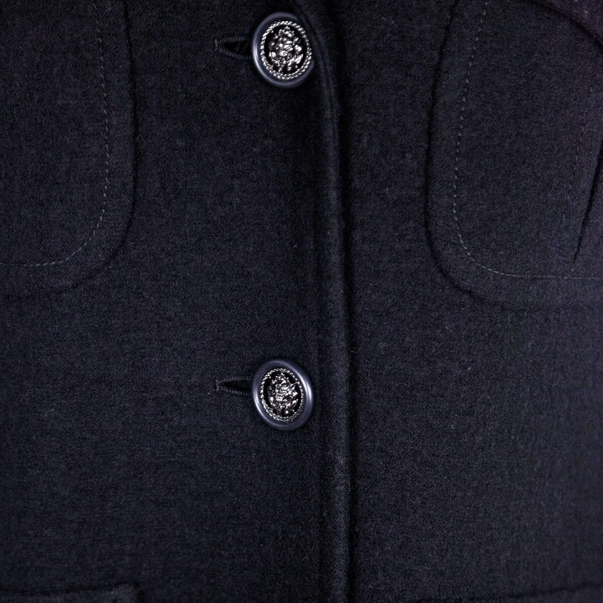 Chanel Black Wool Boucle Coat Size L | FR 42