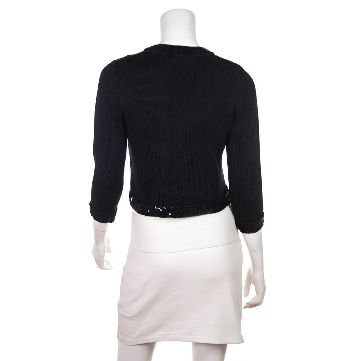 Chanel Black Wool Sequin Cardigan Size S | FR 38