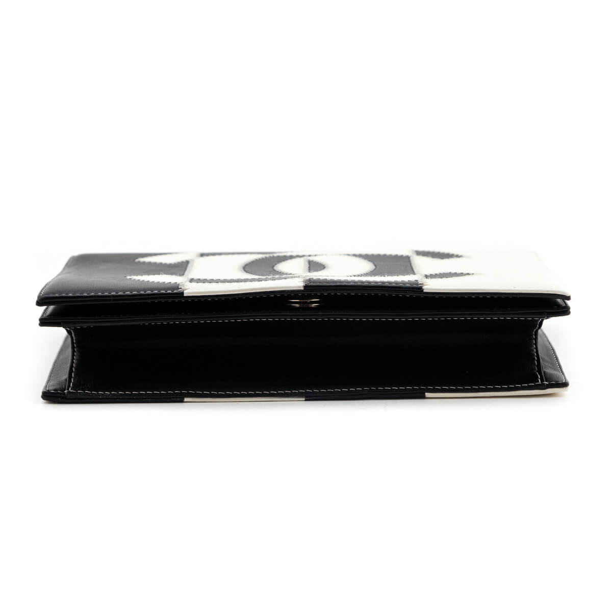 Chanel Black & White Lambskin CC Embroidered Clutch