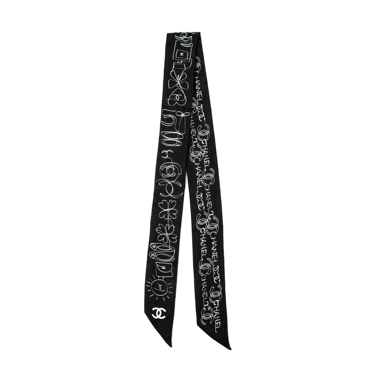 Chanel Black & White Twilly