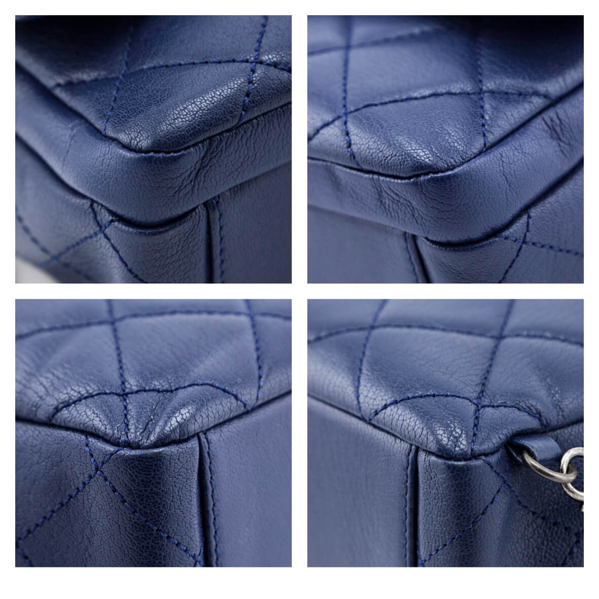 Chanel Blue Quilted Shiny Goatskin Small Double Carry Flap Bag