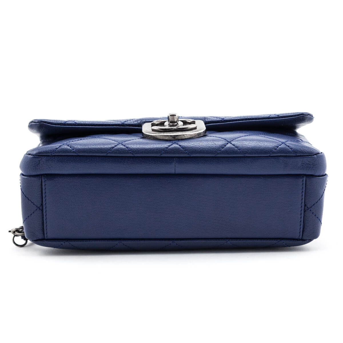 Chanel Blue Quilted Shiny Goatskin Small Double Carry Flap Bag