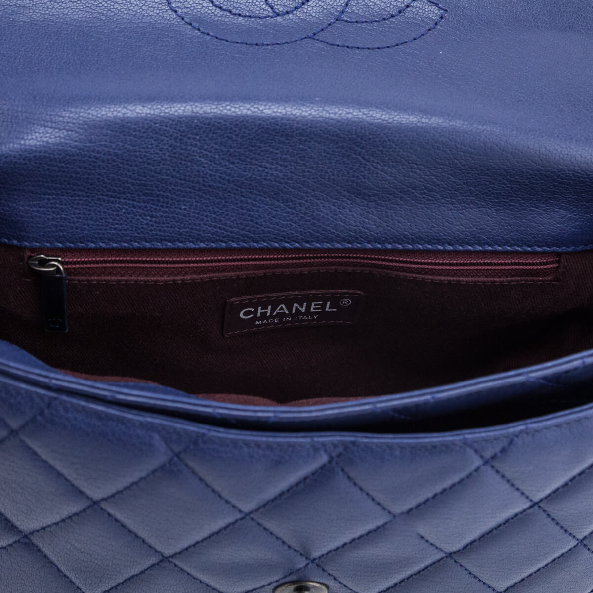 Chanel Blue Quilted Shiny Goatskin Small Double Carry Flap Bag