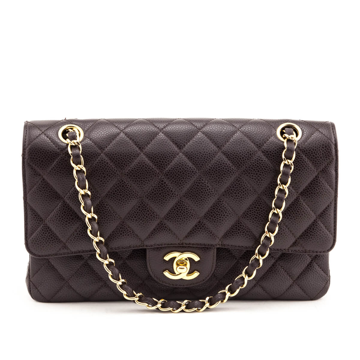 Chanel Brown Caviar Medium Double Flap Bag