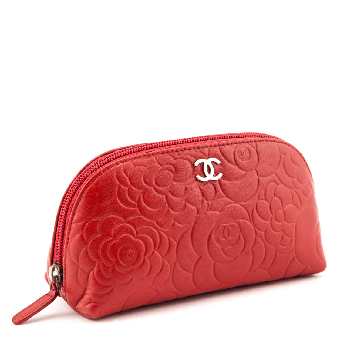 Chanel Dark Red Leather Camellia O Case