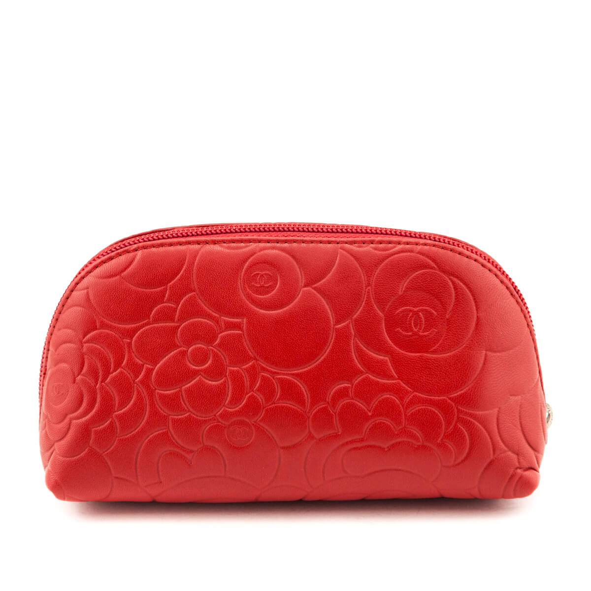 Chanel Dark Red Leather Camellia O Case
