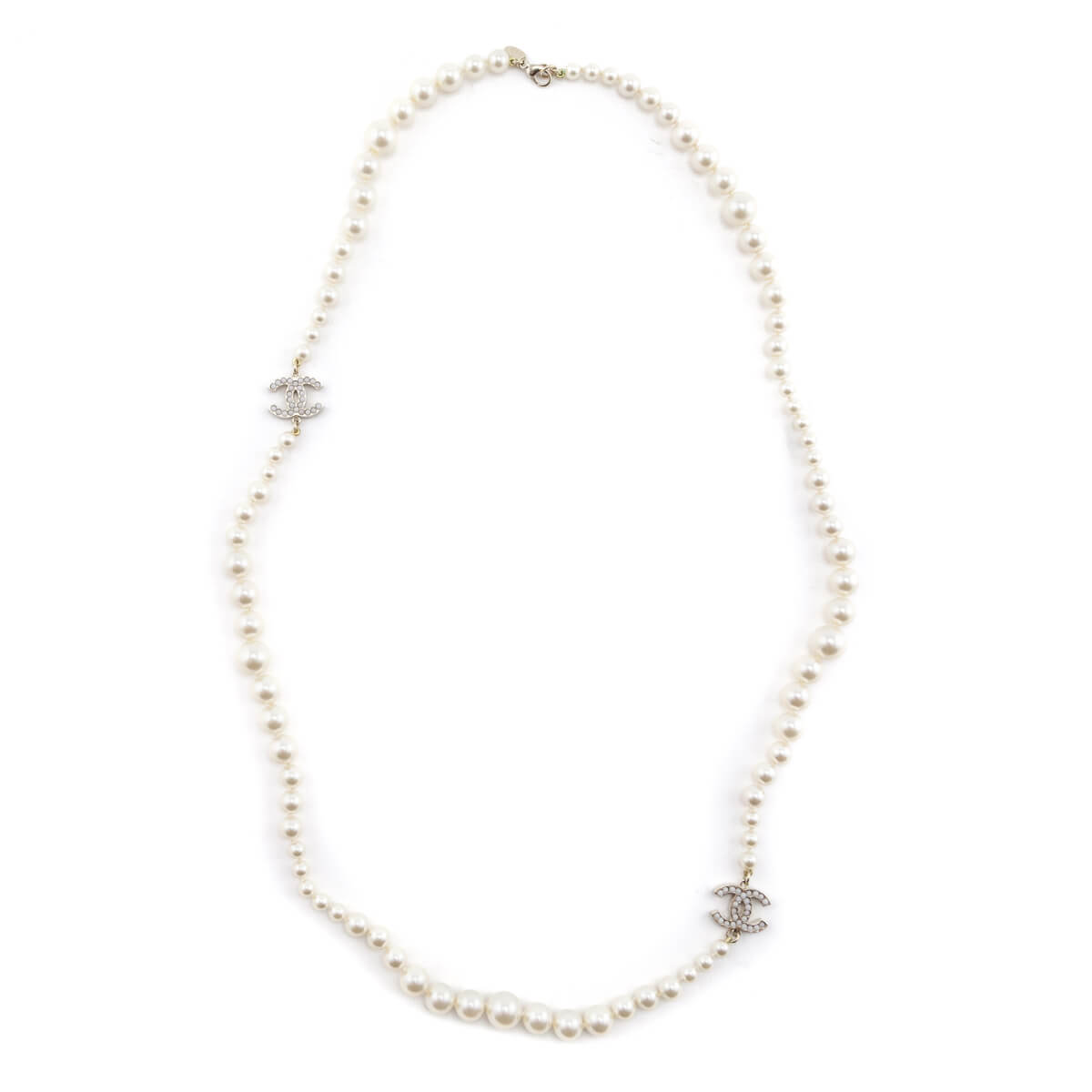 Chanel Faux Pearl CC Station Necklace