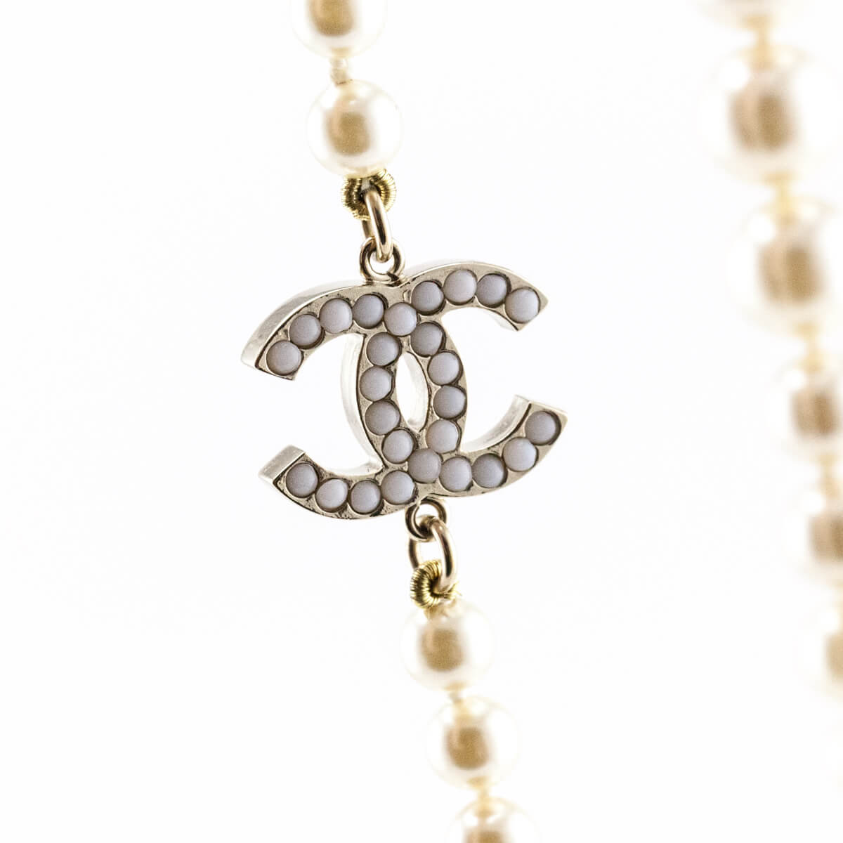 Chanel Faux Pearl CC Station Necklace