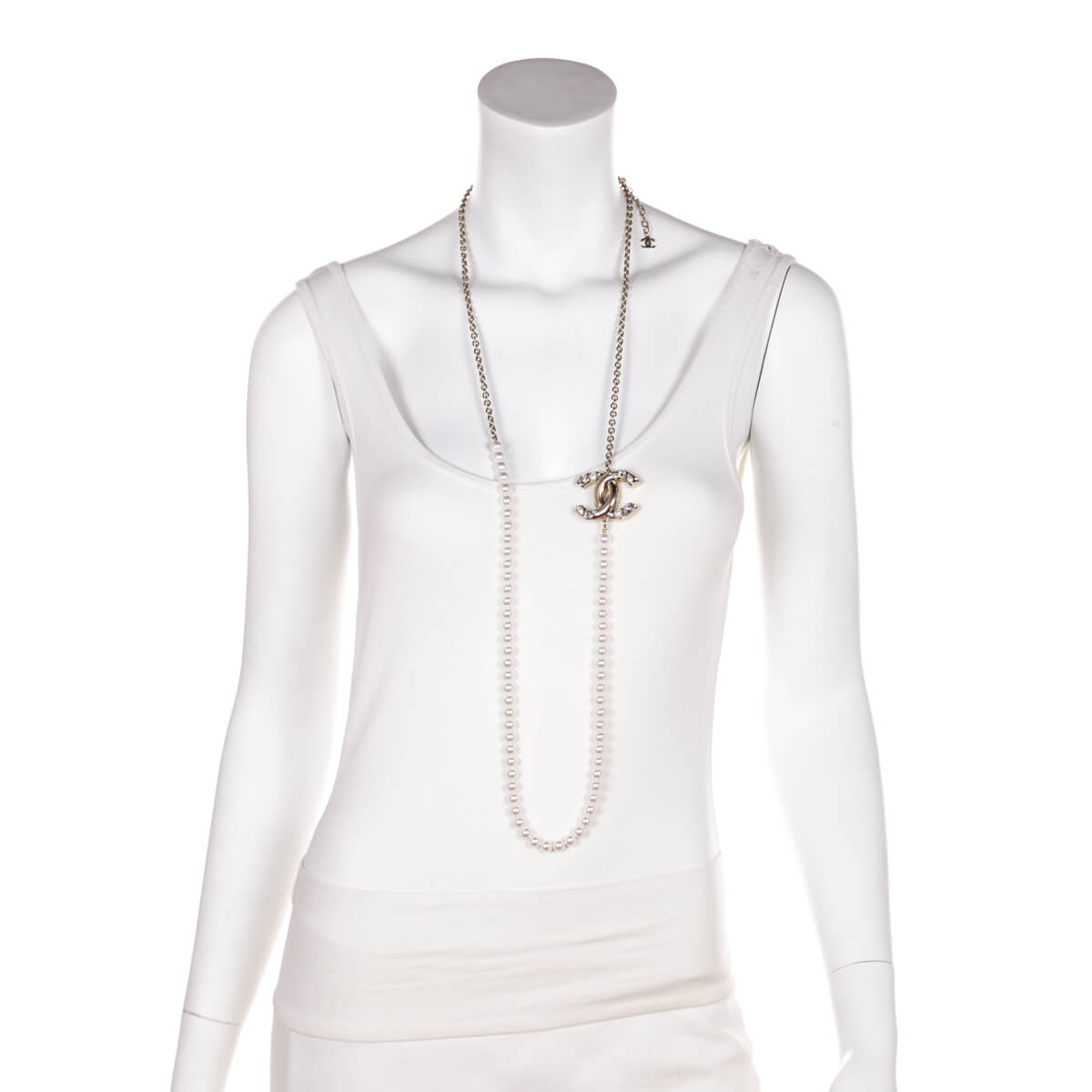 Chanel Faux Pearl & Chain CC Necklace