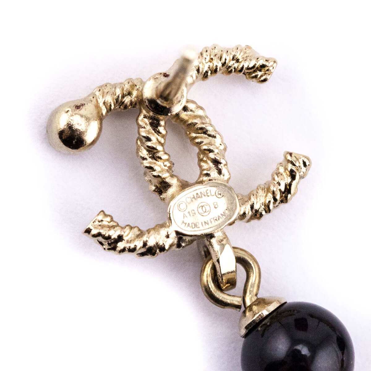Chanel Gold Faux Pearl & Crystal Embellished CC Drop Earrings