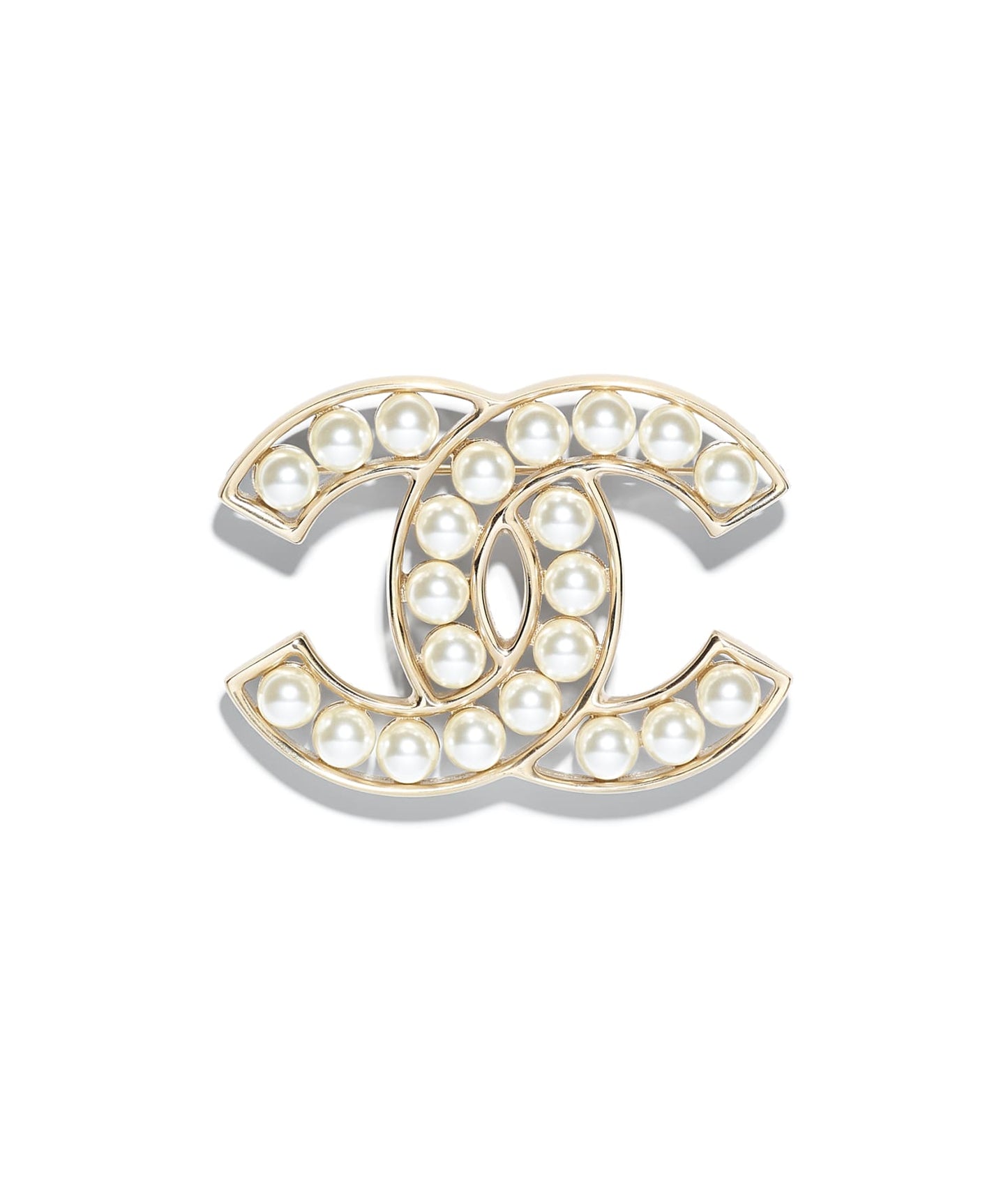 Chanel Gold Metal and Glass Pearl Brooch