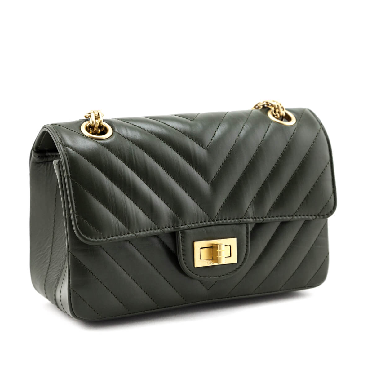 Chanel Green Quilted Aged Calfskin Chevron Mini Reissue Flap Bag