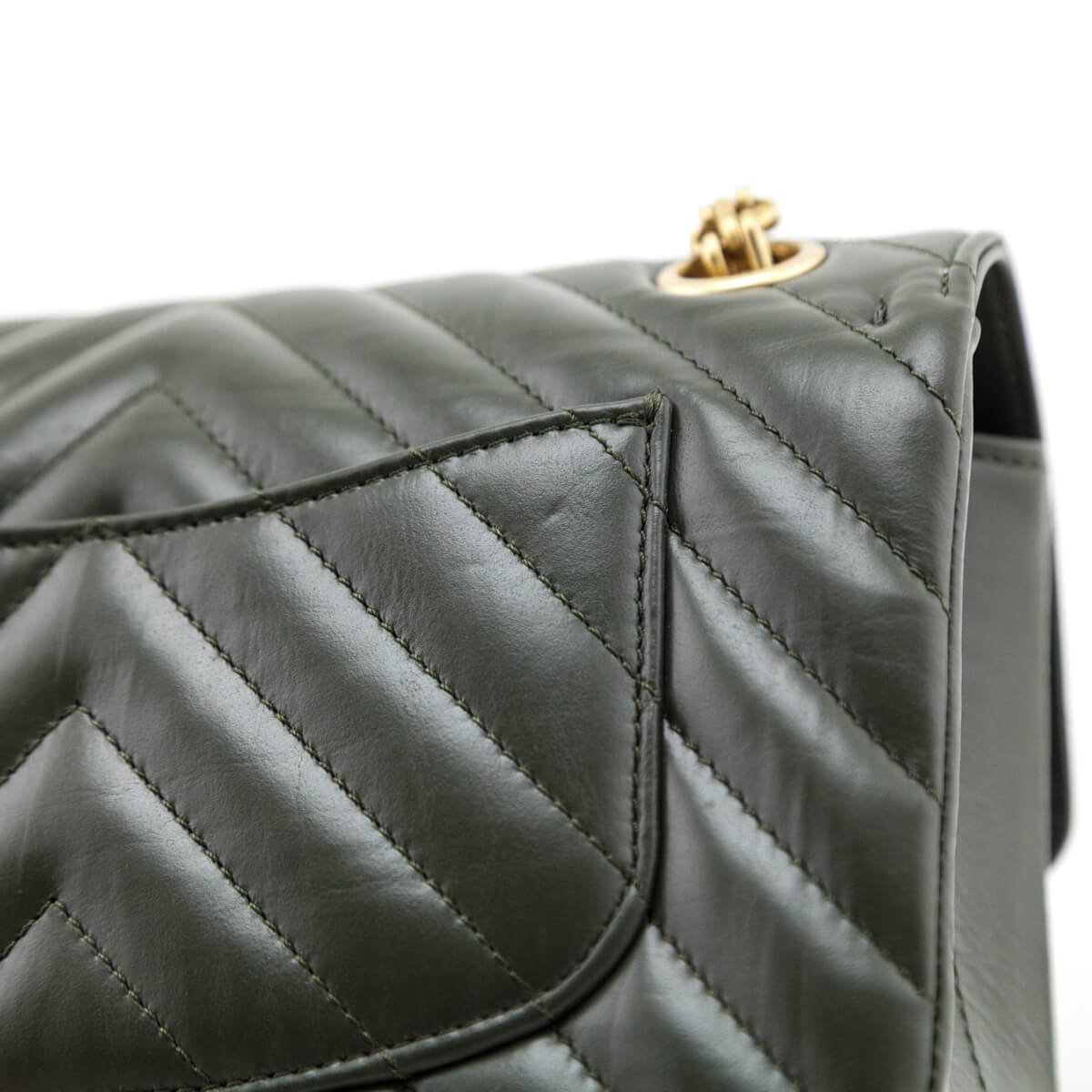 Chanel Green Quilted Aged Calfskin Chevron Mini Reissue Flap Bag