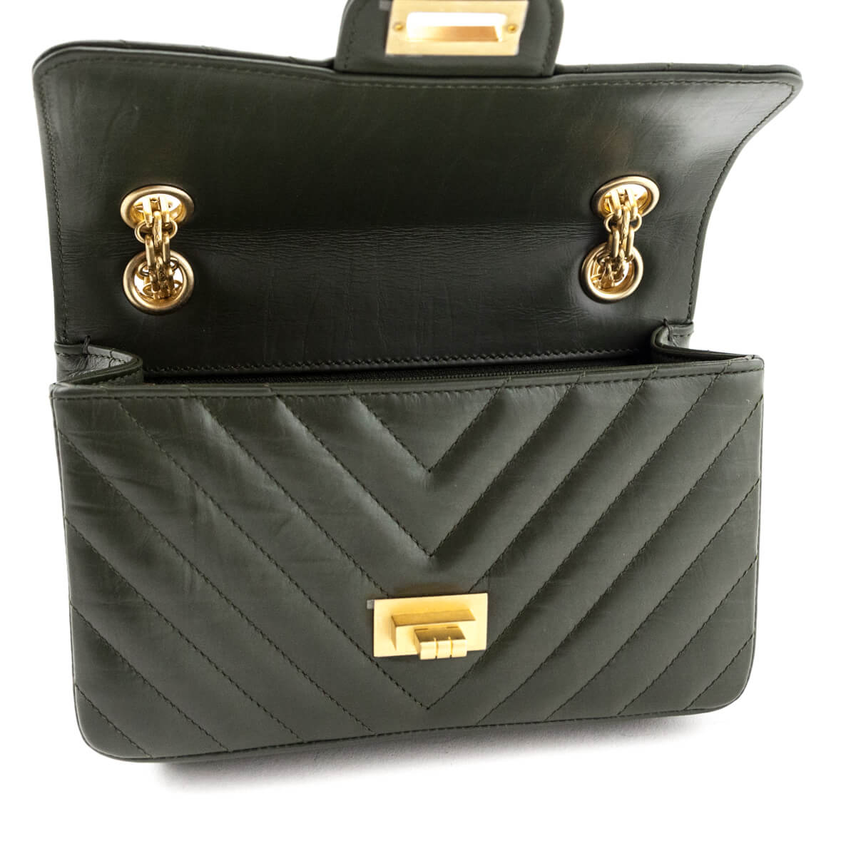 Chanel Green Quilted Aged Calfskin Chevron Mini Reissue Flap Bag