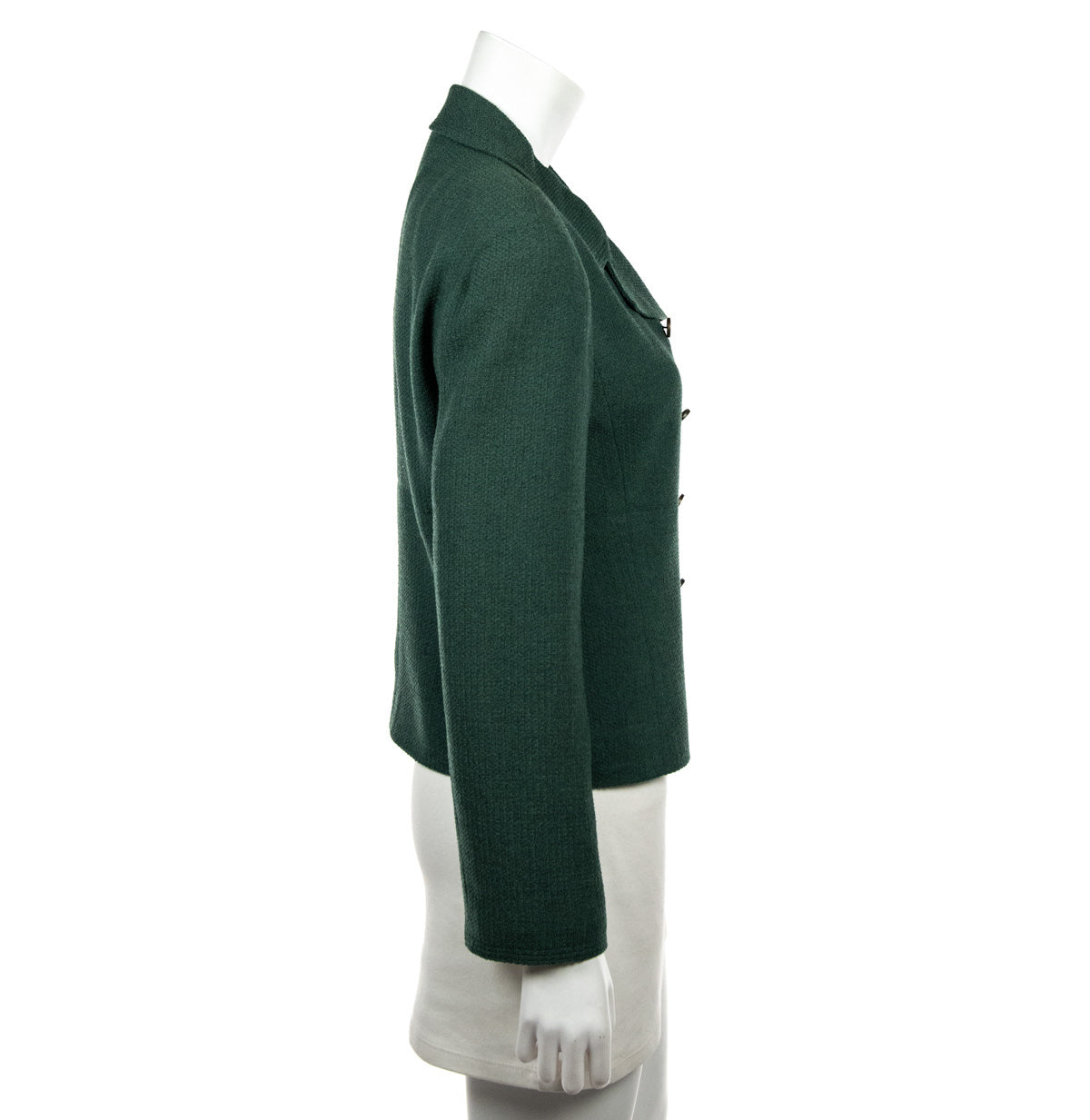Chanel Green Tweed Vintage Double Breasted Jacket Size L | FR 42