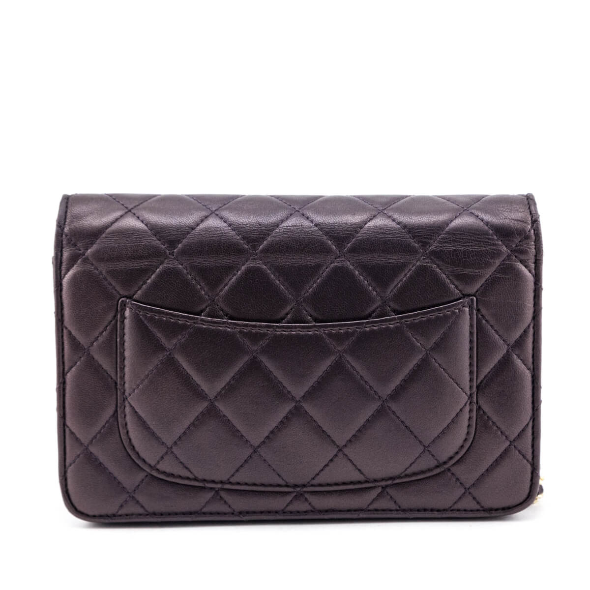 Chanel Dark Mauve Metallic Quilted Lambskin Wallet On Chain