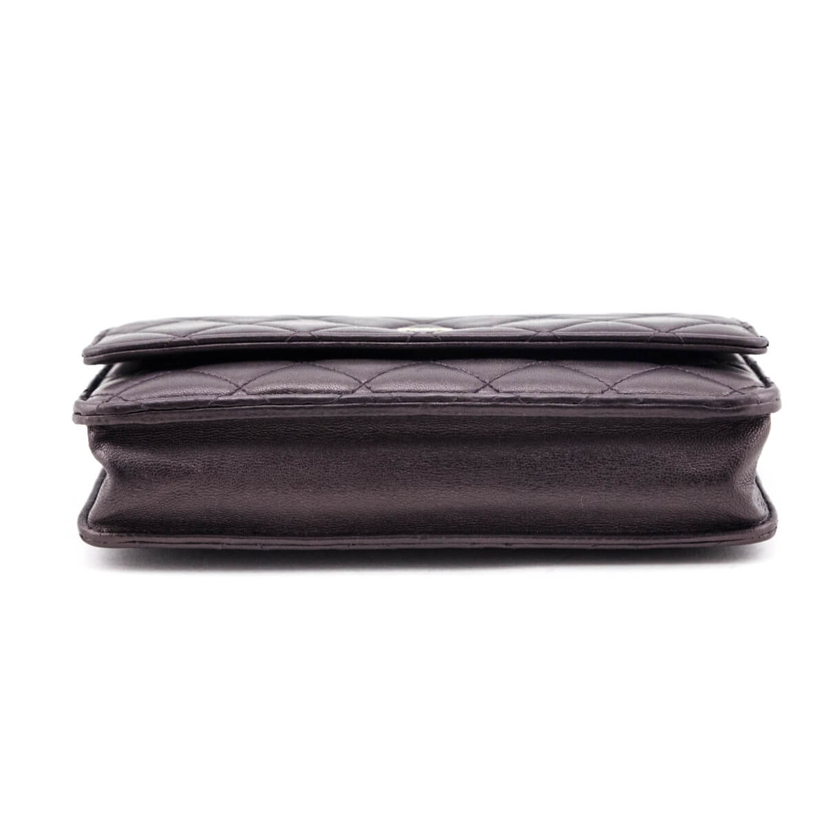Chanel Dark Mauve Metallic Quilted Lambskin Wallet On Chain