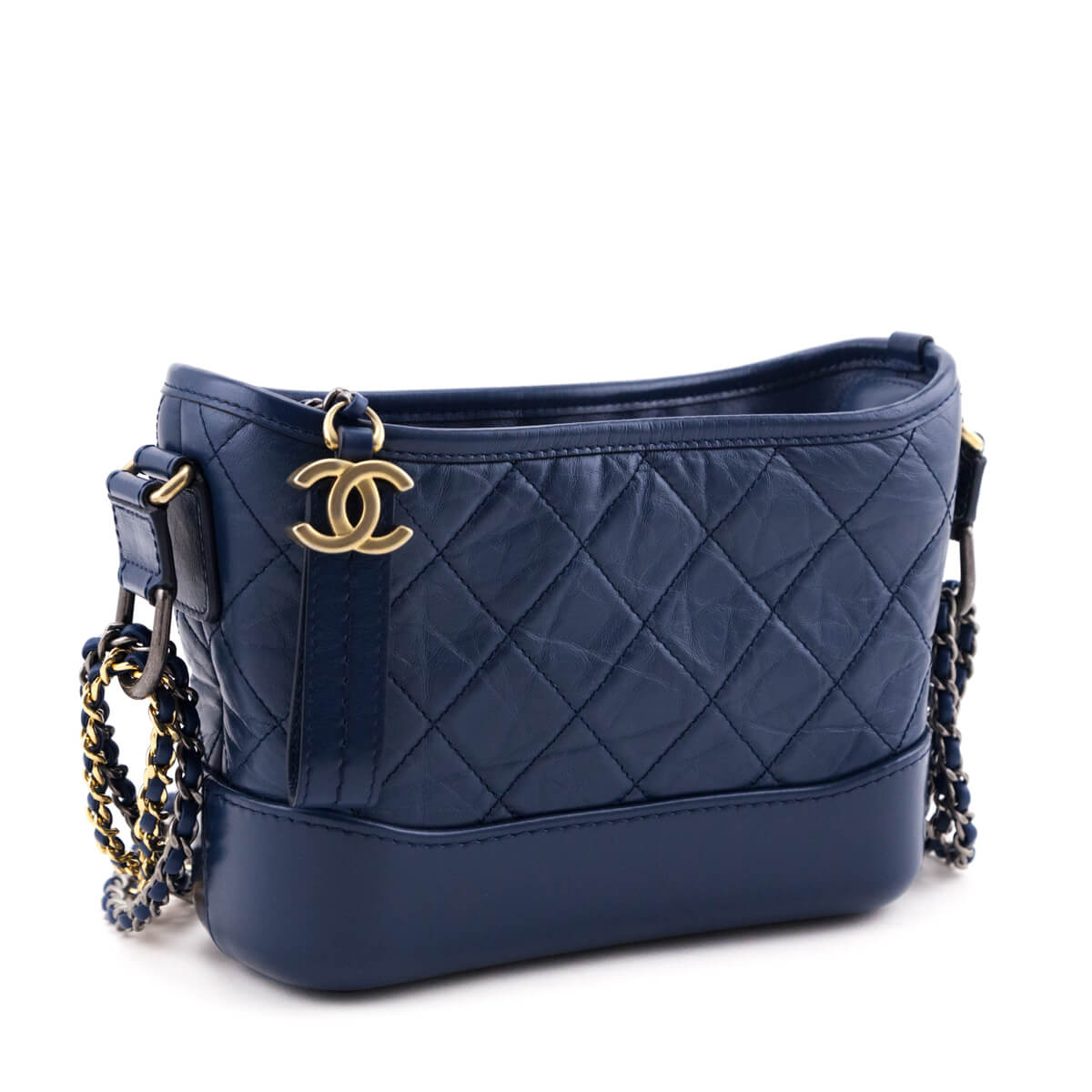 Chanel Navy Aged Calfskin Quilted Small Gabrielle Hobo