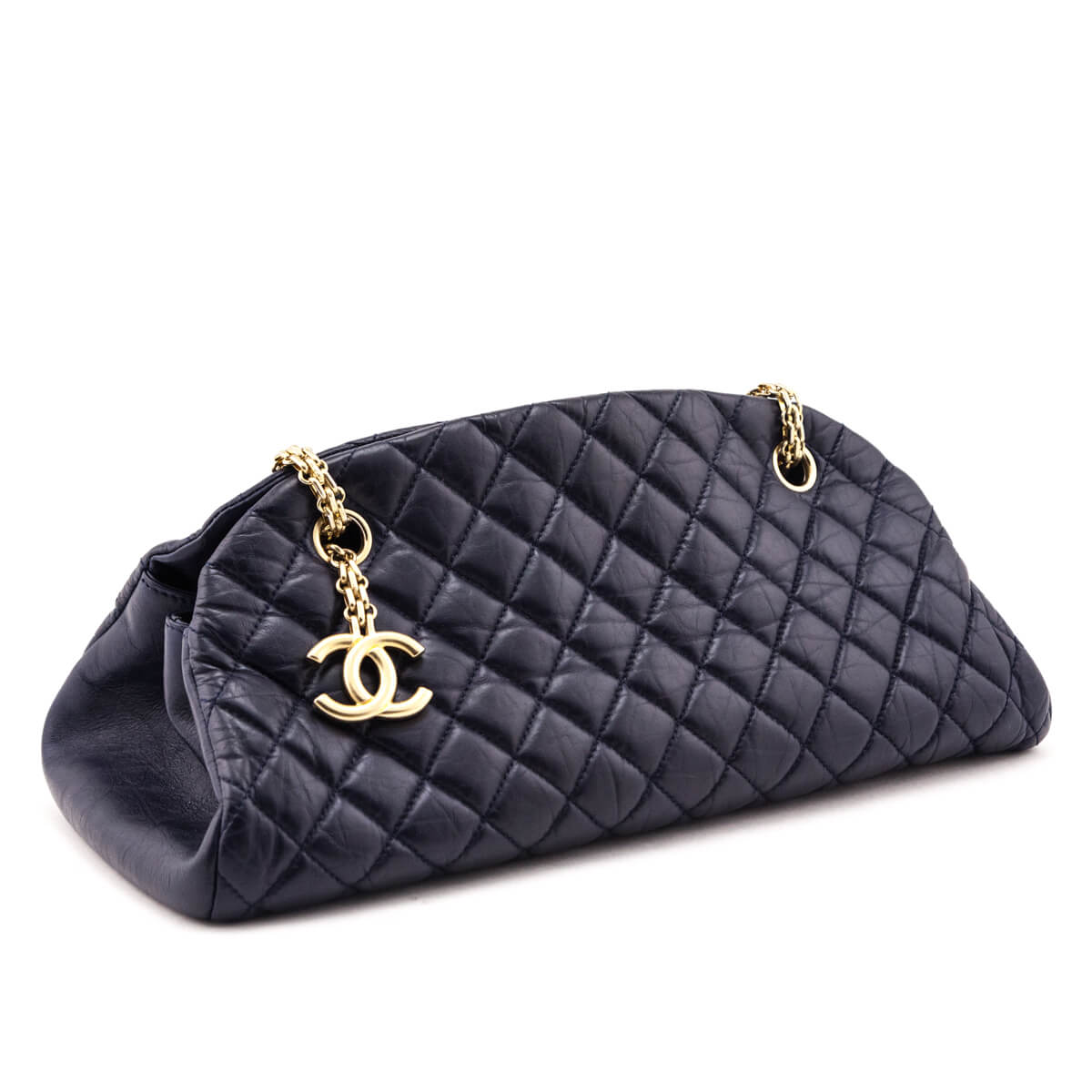 Chanel Navy Quilted Aged Calfskin Mademoiselle Bowler Bag