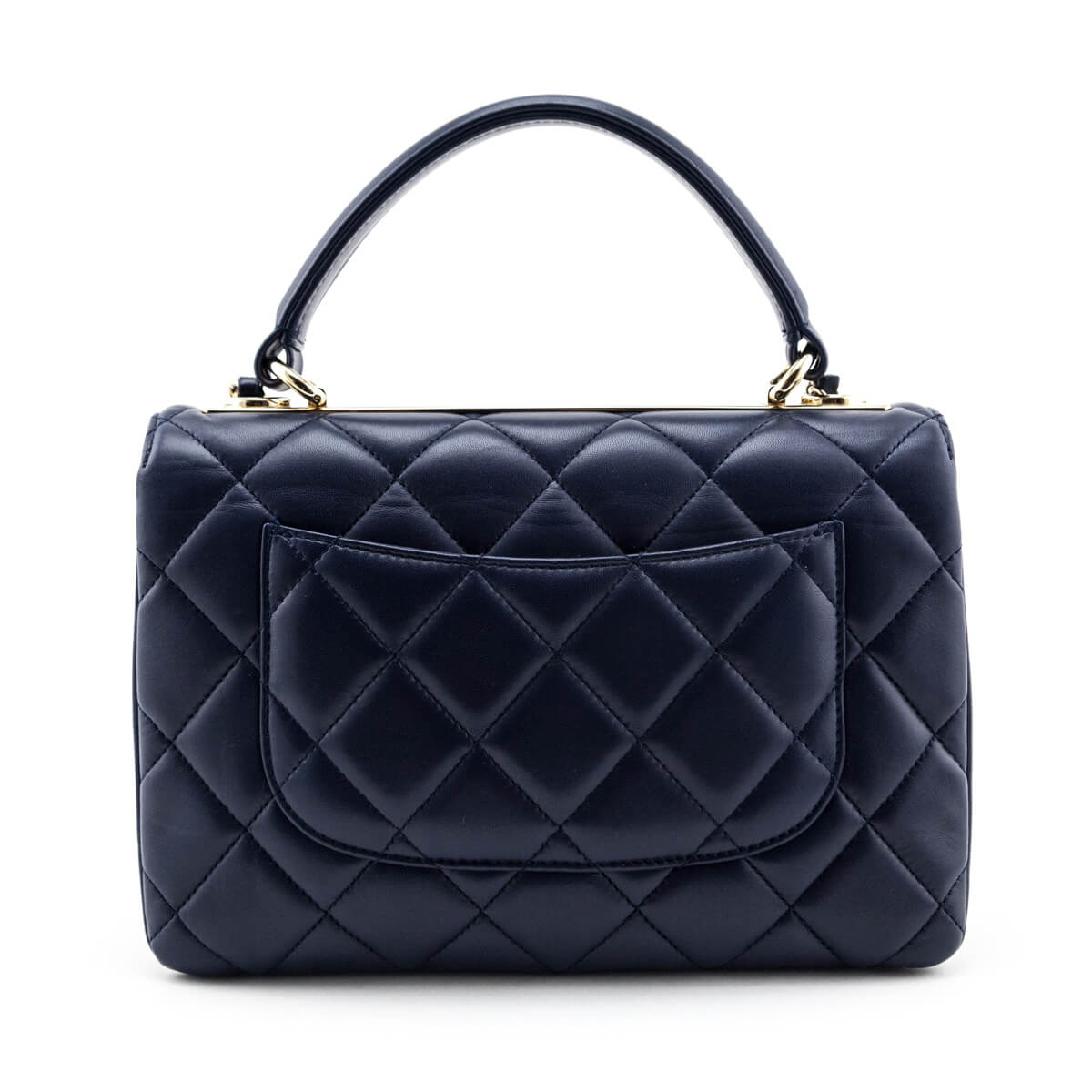 Chanel Navy Quilted Lambskin Small Trendy CC Top Handle Flap Bag