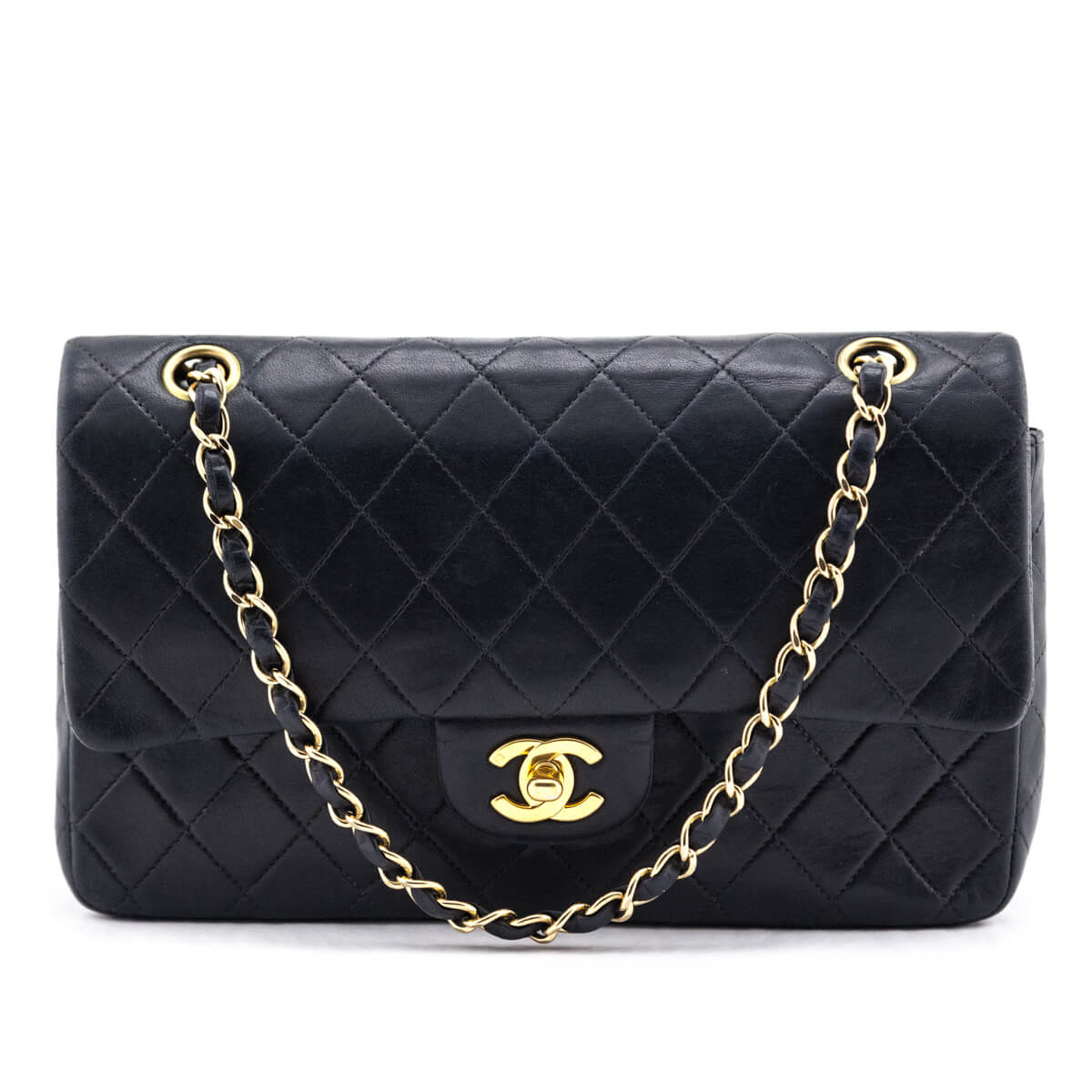 Chanel Navy Quilted Lambskin Vintage Medium Classic Double Flap Bag