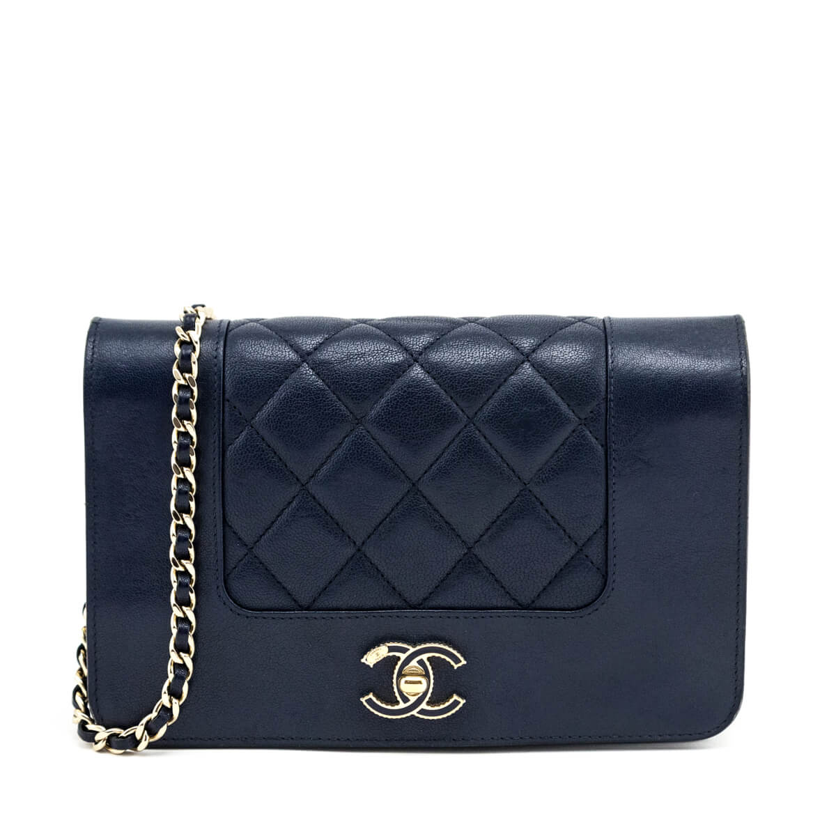 Chanel Navy Sheepskin Mademoiselle Wallet on Chain Bag