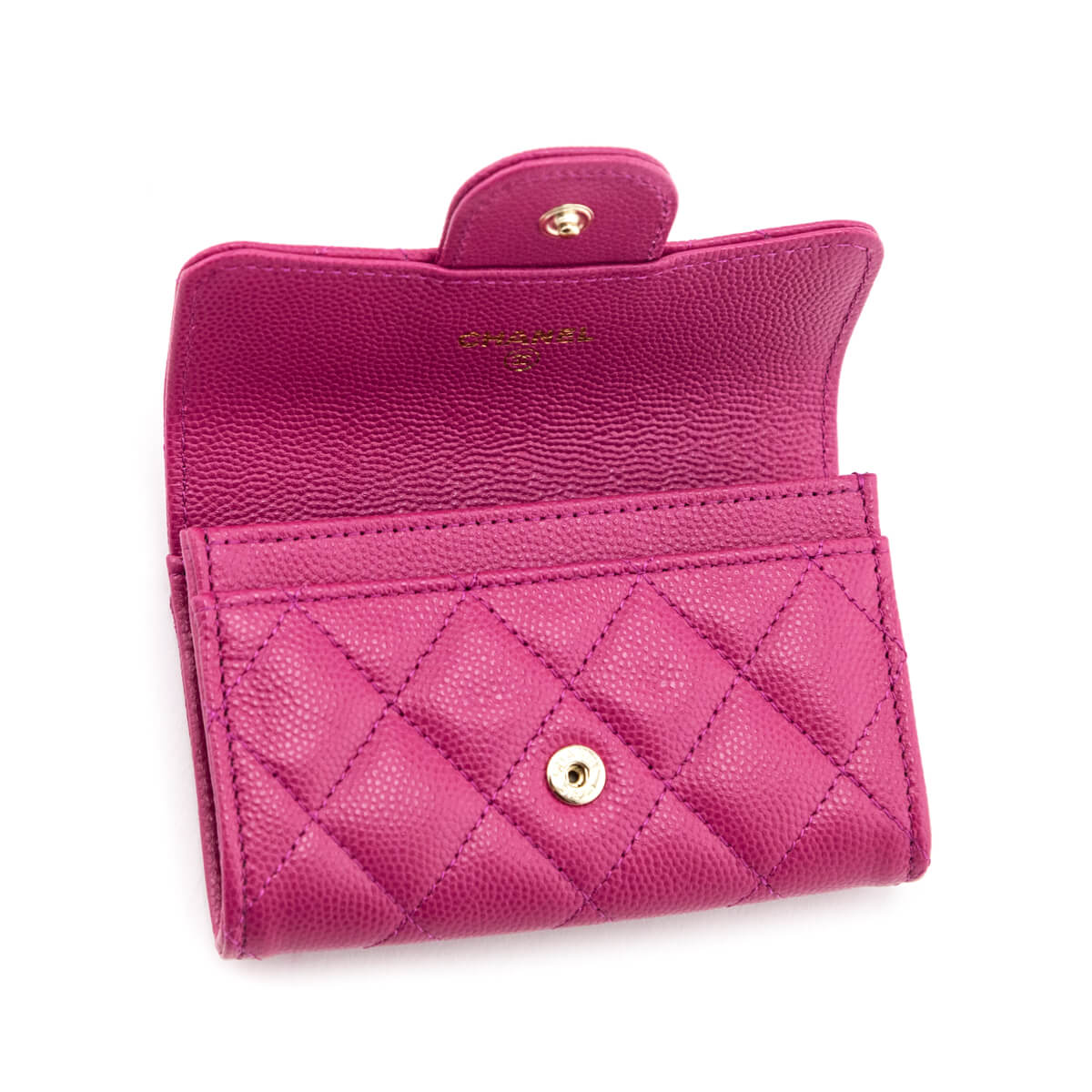 Chanel Pink Quilted Caviar Flap Card Holder