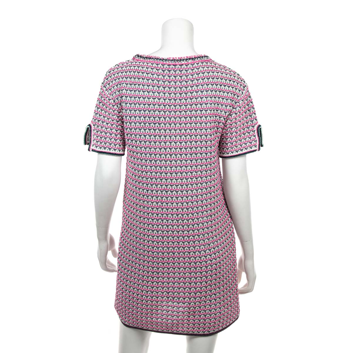 Chanel Pink & White Knit Mini Sleeve Dress Size M | FR 40