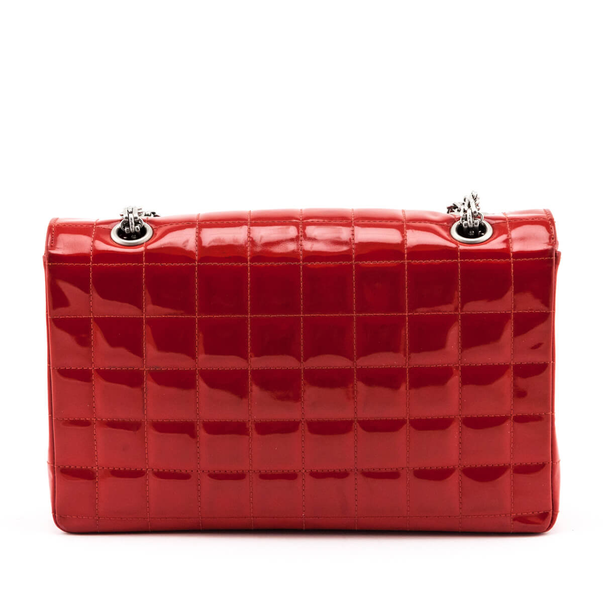 Chanel Red Quilted Patent Vintage Chocolate Bar Reissue Chain Bag