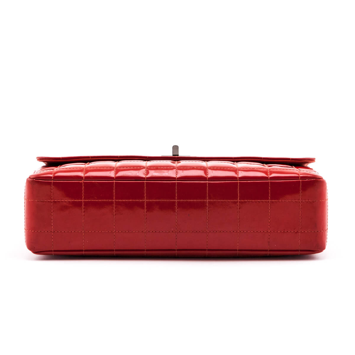 Chanel Red Quilted Patent Vintage Chocolate Bar Reissue Chain Bag