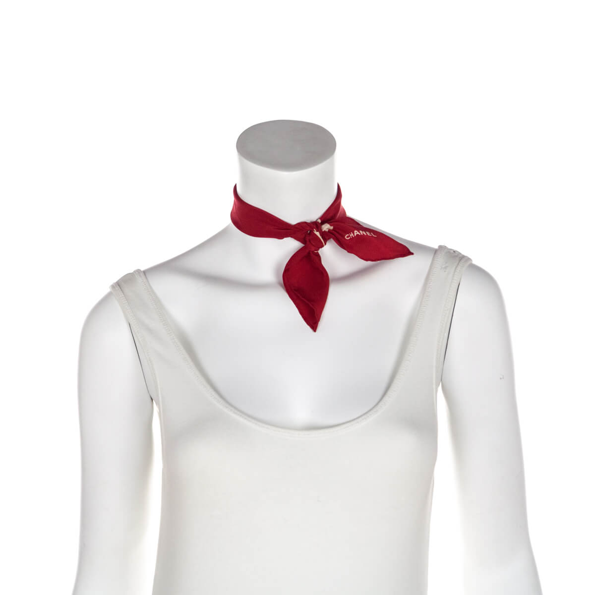 Chanel Red Silk CC Neck Scarf