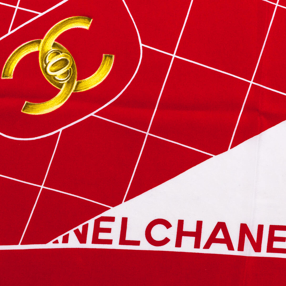 Chanel Red & White Silk Printed Flap Bag Scarf