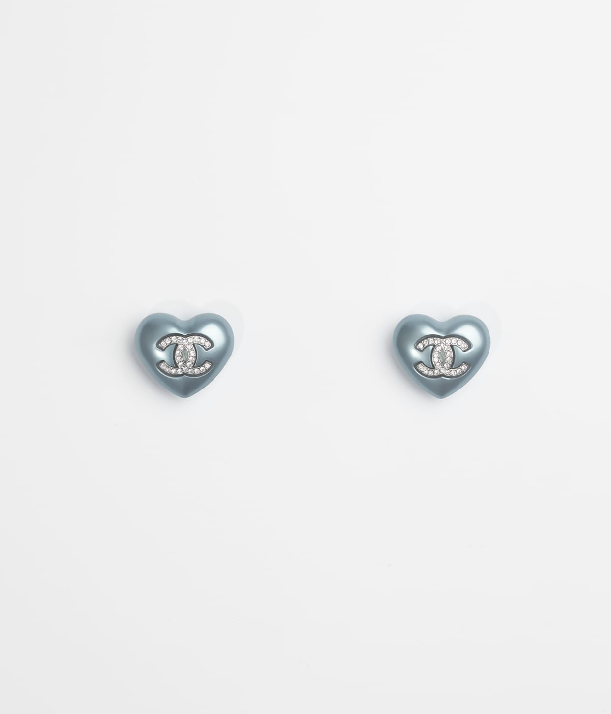 Chanel Resin Pearly Blue and Crystal Earrings